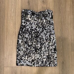 Strapless Black/Silver Sequin Dress